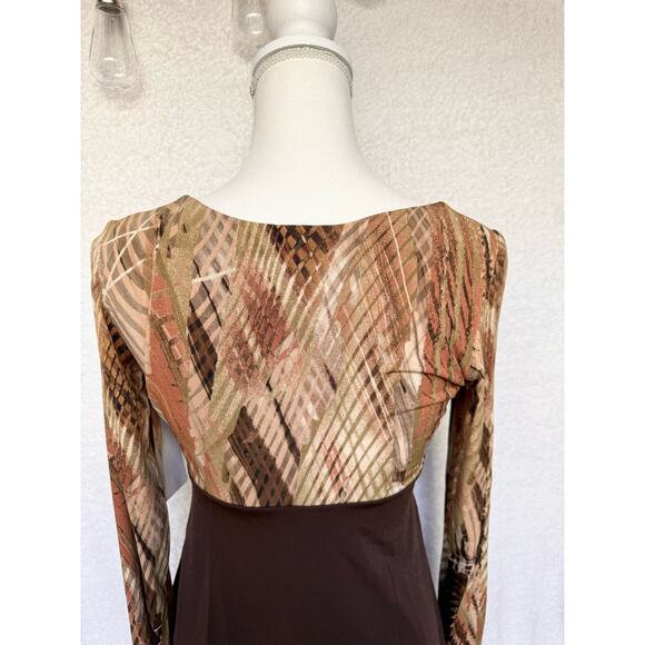 NWT Vintage 1990's Linda Segal Brown V Neck Long Sleeve Top Women's Medium - Picture 6 of 9
